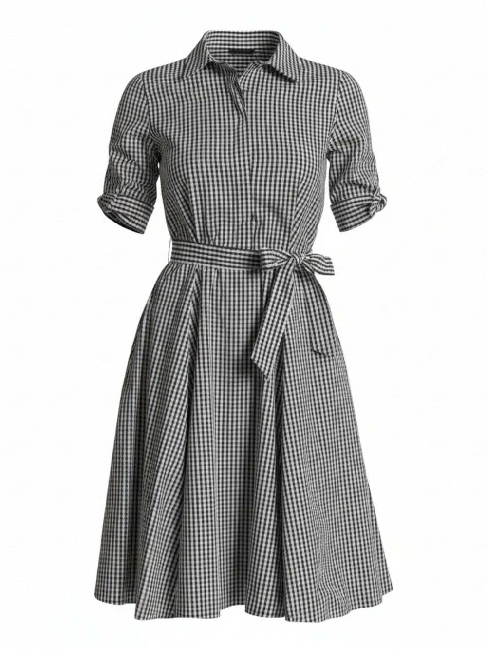Calvin Klein Gingham Shirt Dress Size 2 | Navy BlueCheckered Cotton Dress